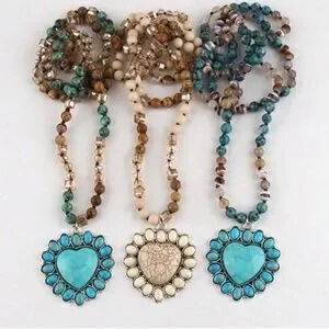 Luxe Turquoise Heart Long Necklace
